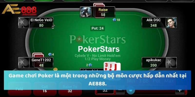 Game chơi Poker là một trong những bộ môn cược hấp dẫn nhất tại AE888