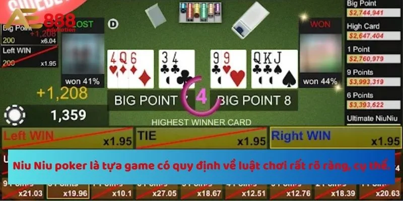 Niu Niu poker là tựa game có quy định về luật chơi rất rõ ràng, cụ thể